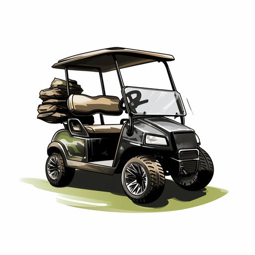Golf Cart Clipart in Chiaroscuro Art Style: 4K Vector & Stencils