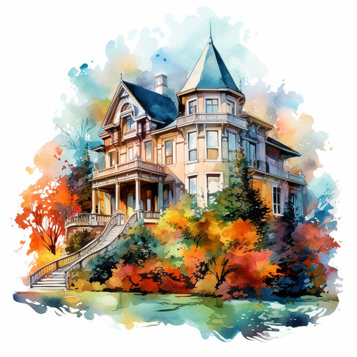 Impressionistic Art Style House Png Graphics: High-Res 4K & Vector