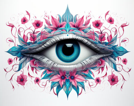 Eye tattoo purchases flash design, b&w dark flower Painting art Print