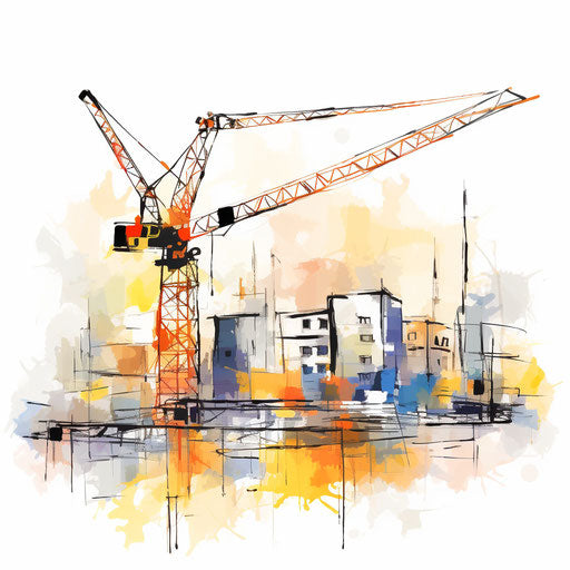 4K Vector Construction Clipart in Impressionistic Art Style