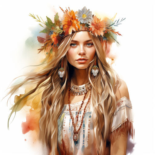 Boho Clipart in Oil Painting Style: HD Vector & 4K