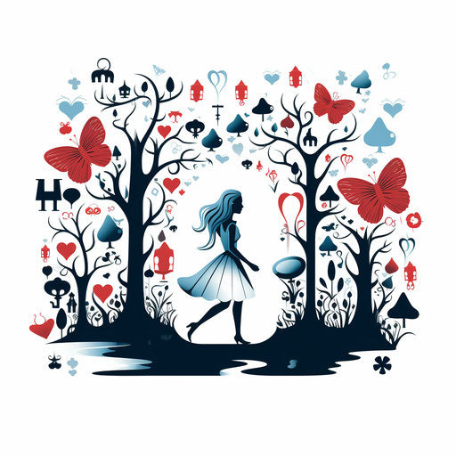 High-Res Alice In Wonderland Clipart in Minimalist Art Style Art: 4K & Vector