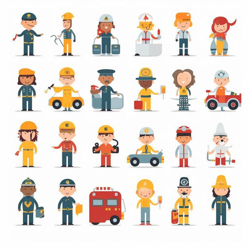 4K Community Helpers Clipart in Minimalist Art Style: Vector & SVG ...