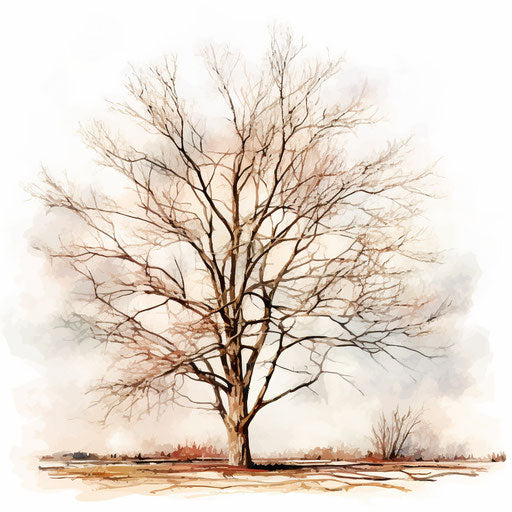 Bare Tree Clipart in Impressionistic Art Style: 4K Vector & SVG