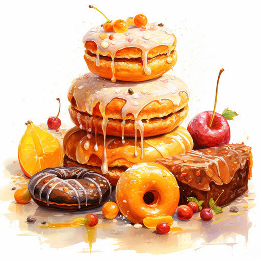 Sweets Clipart in Oil Painting Style: 4K Vector Clipart