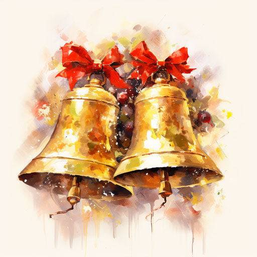 Christmas Bells Clipart in Impressionistic Art Style Illustration: 4K Vector & PNG