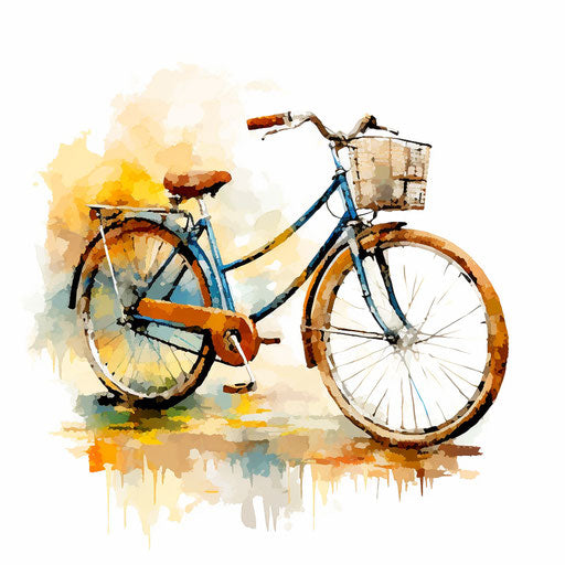Bike Clipart in Impressionistic Art Style Illustration: 4K Vector & PNG