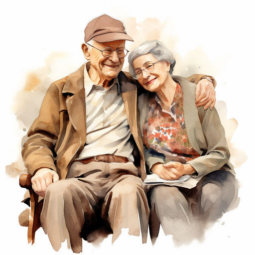 Grandparents Clipart in Impressionistic Art Style Illustration: 4K ...