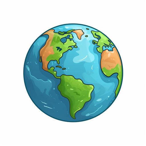 Earth Cartoon Png Clipart in Minimalist Art Style: High-Res Vector & 4K