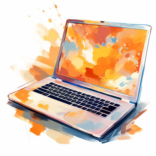 Impressionistic Art Styled Laptop Graphics: Vector, 4K