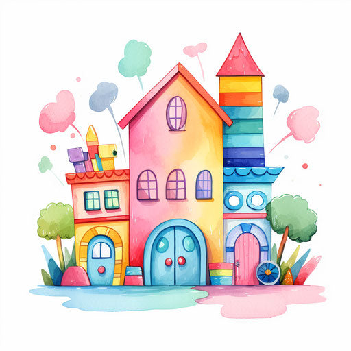 Kindergarten Clipart in Pastel Colors Art Style Artwork: 4K Vector ...