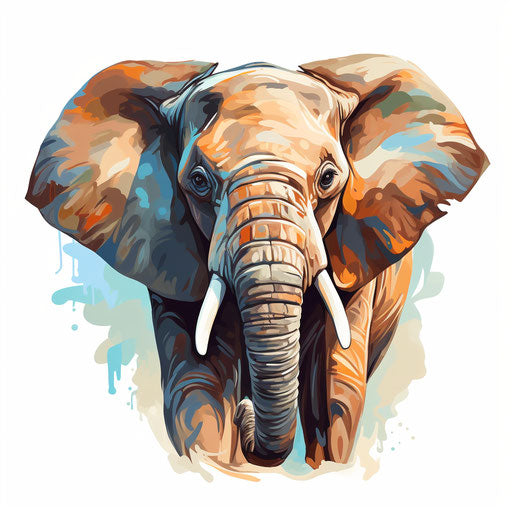 Elephant Cartoon Png Clipart in Oil Painting Style: Vector & 4K
