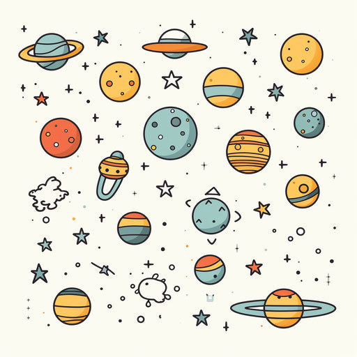 Vector & 4K Space Clipart in Minimalist Art Style
