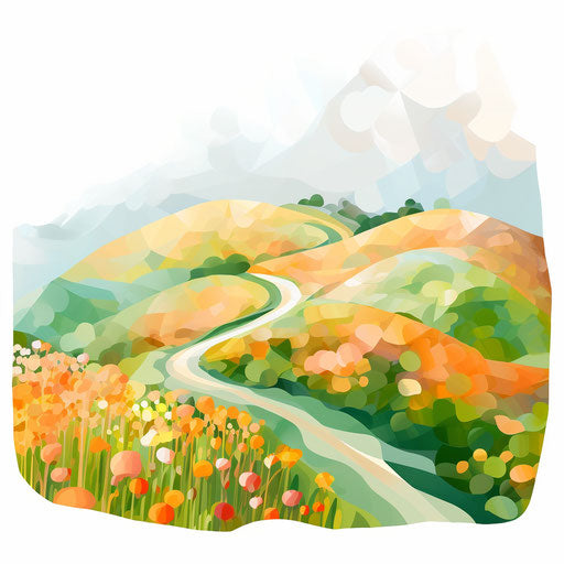 Hill Clipart in Impressionistic Art Style: 4K & Vector