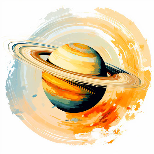 Saturn Clipart in Impressionistic Art Style: 4K Vector Clipart