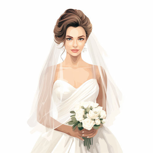 Bride Clipart in Minimalist Art Style: 4K Vector Clipart – IMAGELLA