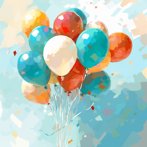 Impressionistic Art Style Birthday Balloons Clipart: 4K & Vector Art ...