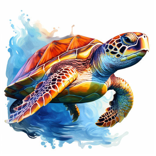 Vector & 4K Sea Turtle Clipart in Oil Painting Style – IMAGELLA