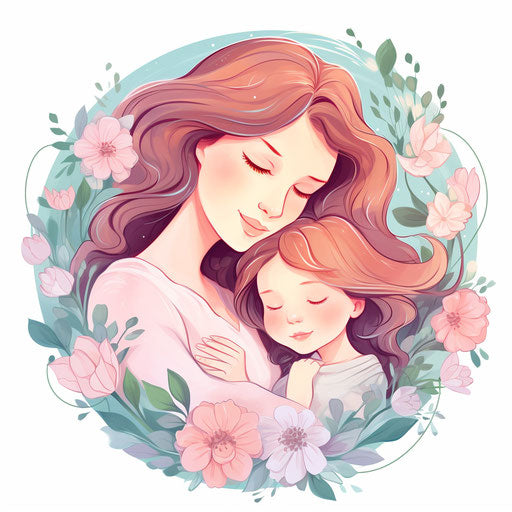 Mother Clipart in Pastel Colors Art Style: 4K Vector Art