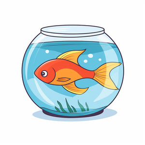 High-Res 4K Fish Bowl Clipart in Minimalist Art Style