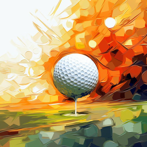 Golf Ball Clipart in Impressionistic Art Style Artwork: High-Res 4K & Vector
