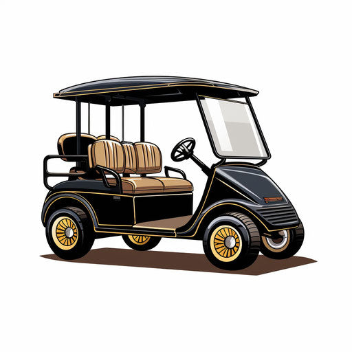 Golf Cart Clipart: Chiaroscuro Art Style, 4K & SVG
