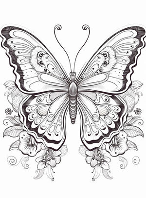 Coloring Books for Adults - Butterflies & Flowers, Henna Designs and L