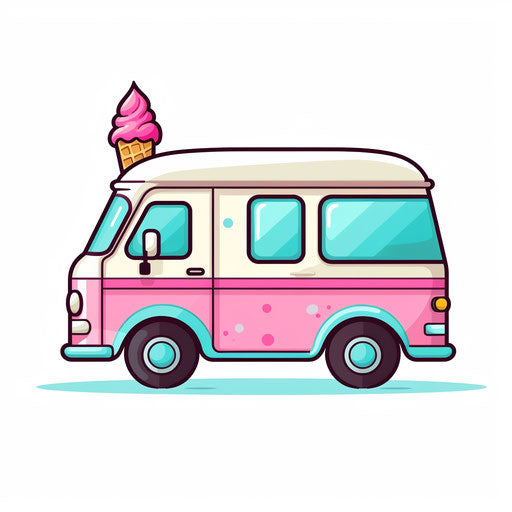 Ice Cream Truck Clipart in Minimalist Art Style Artwork: 4K Vector ...