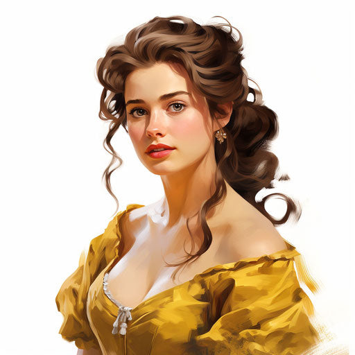 4K Vector Belle Clipart in Oil Painting Style