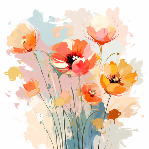 Cute Flower Clipart in Impressionistic Art Style: 4K & Vector