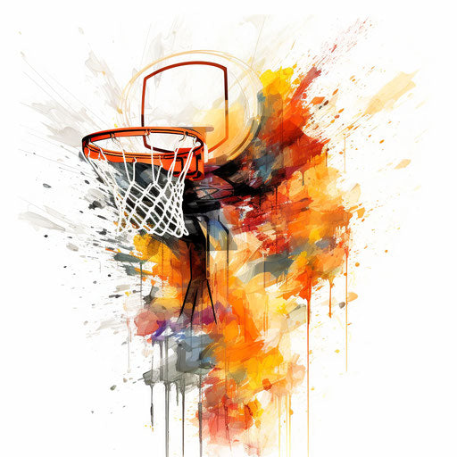 Basketball Hoop Clipart: 4K & Vector in Impressionistic Art Style