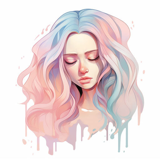 Sad Clipart in Pastel Colors Art Style Artwork: Vector, PNG, 4K