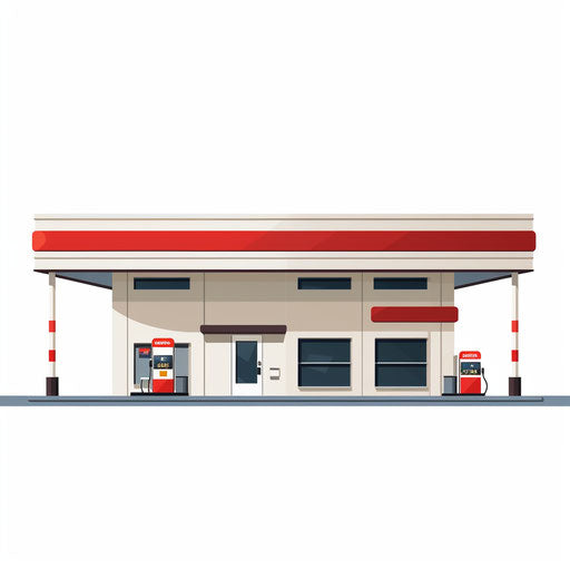 Gas Station Clipart in Minimalist Art Style: 4K & Vector