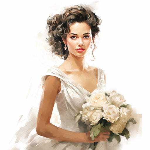 Bride Clipart in Oil Painting Style Artwork: 4K Vector & PNG – IMAGELLA