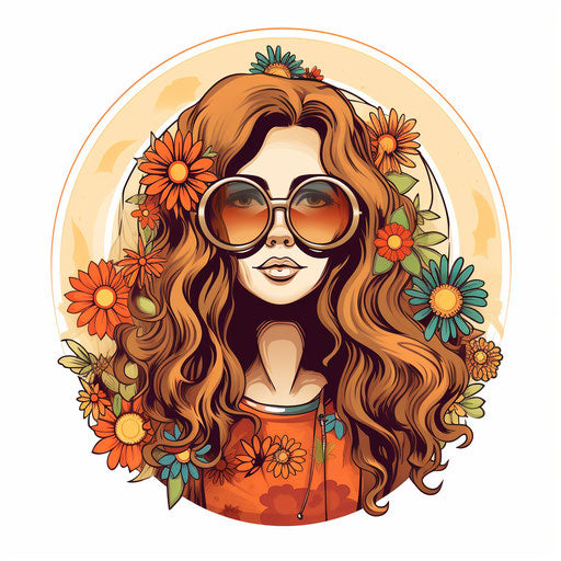 Hippie Clipart: Minimalist Art Style, 4K & SVG – IMAGELLA