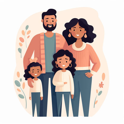 Family Png Clipart in Minimalist Art Style: 4K Vector Clipart