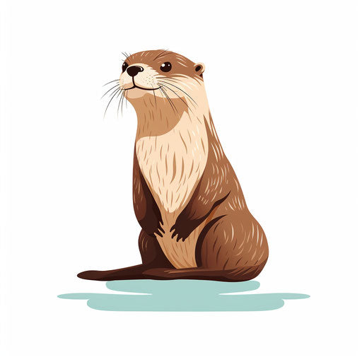 Otter Clipart in Minimalist Art Style: HD Vector, 4K