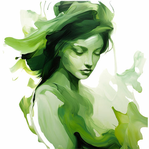 Green Image in Oil Painting Style: Vector Clipart in 4K