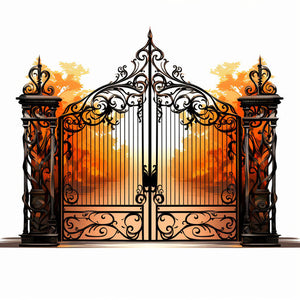 High-Res 4K Gate Clipart in Chiaroscuro Art Style