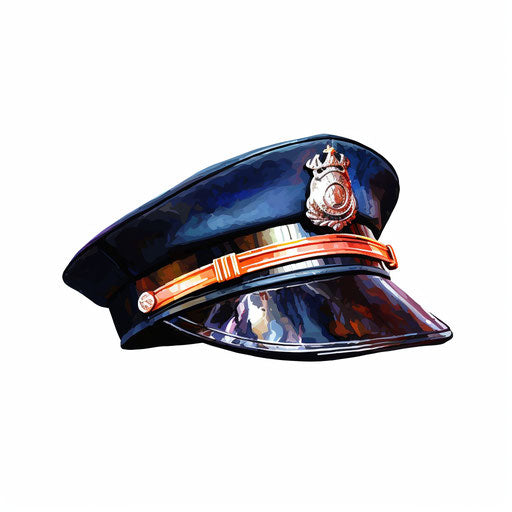 4K Vector Police Hat Png Clipart in Impressionistic Art Style