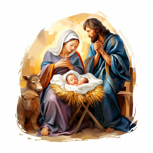 Vector & 4K Nativity Clipart in Oil Painting Style – IMAGELLA