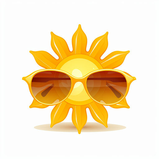 Sun With Sunglasses Clipart in Minimalist Art Style Illustration: 4K Vector & PNG