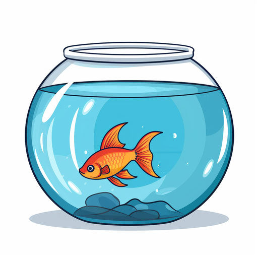 Fish Bowl Image in Minimalist Art Style: Vector Clipart in 4K