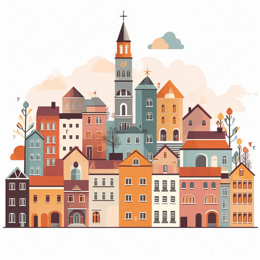 4k Town Clipart In Minimalist Art Style Vector And Svg Imagella