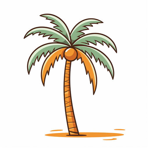 Minimalist Art Style Coconut Tree Clipart: 4K & Vector Art – IMAGELLA