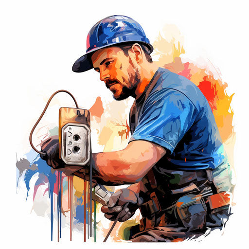 4K Vector Electrician Clipart in Impressionistic Art Style