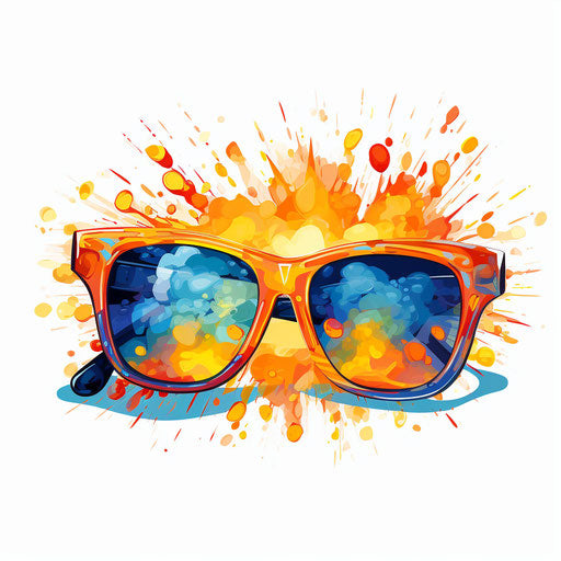 Sun With Sunglasses Clipart in Impressionistic Art Style: 4K & SVG