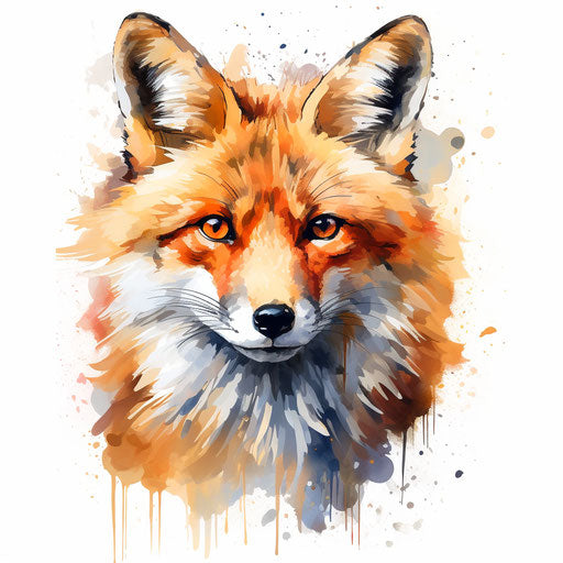 Fox Clipart in Oil Painting Style: 4K & Vector