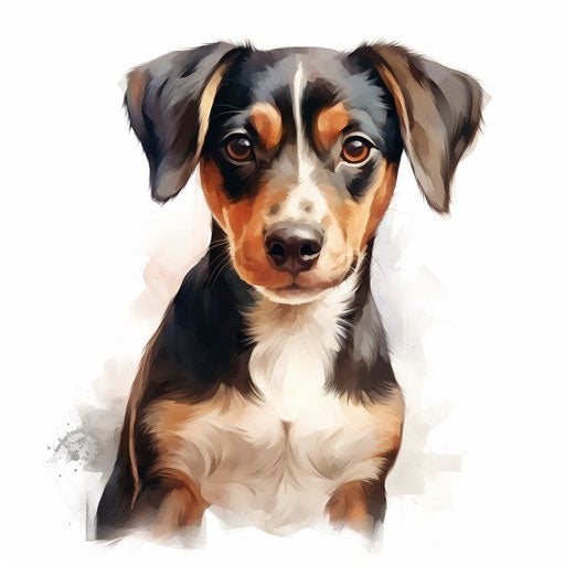 Cute Dog Clipart: High-Def Vector in Oil Painting Style & 4K