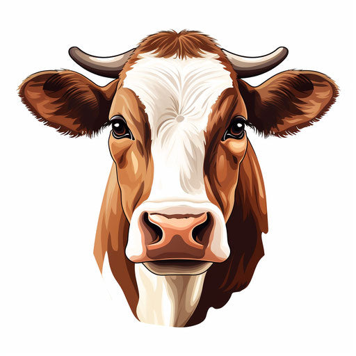 4K Vector Cow Face Clipart in Chiaroscuro Art Style – IMAGELLA